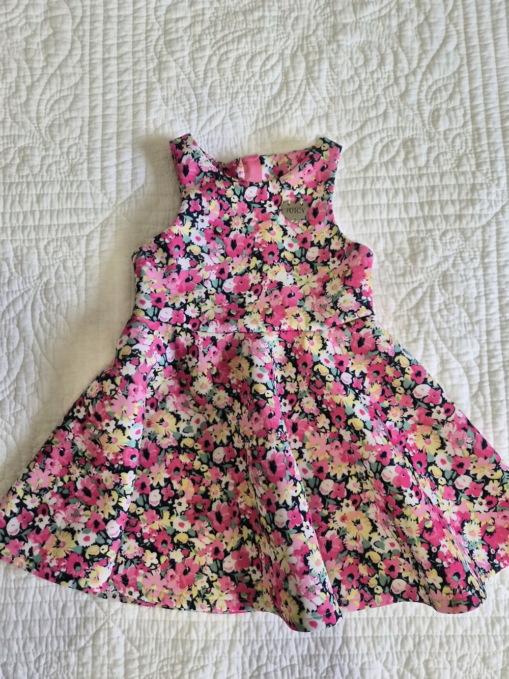 Juicy Couture Girls' Pink Floral Fit-and-Flare Dress